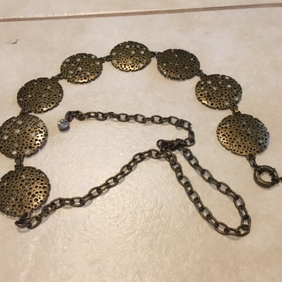 Chico's Accessories - Chico's Brass/Rhinestone Chain Belt